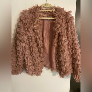 She + Sky Blush Fringe Jacket
